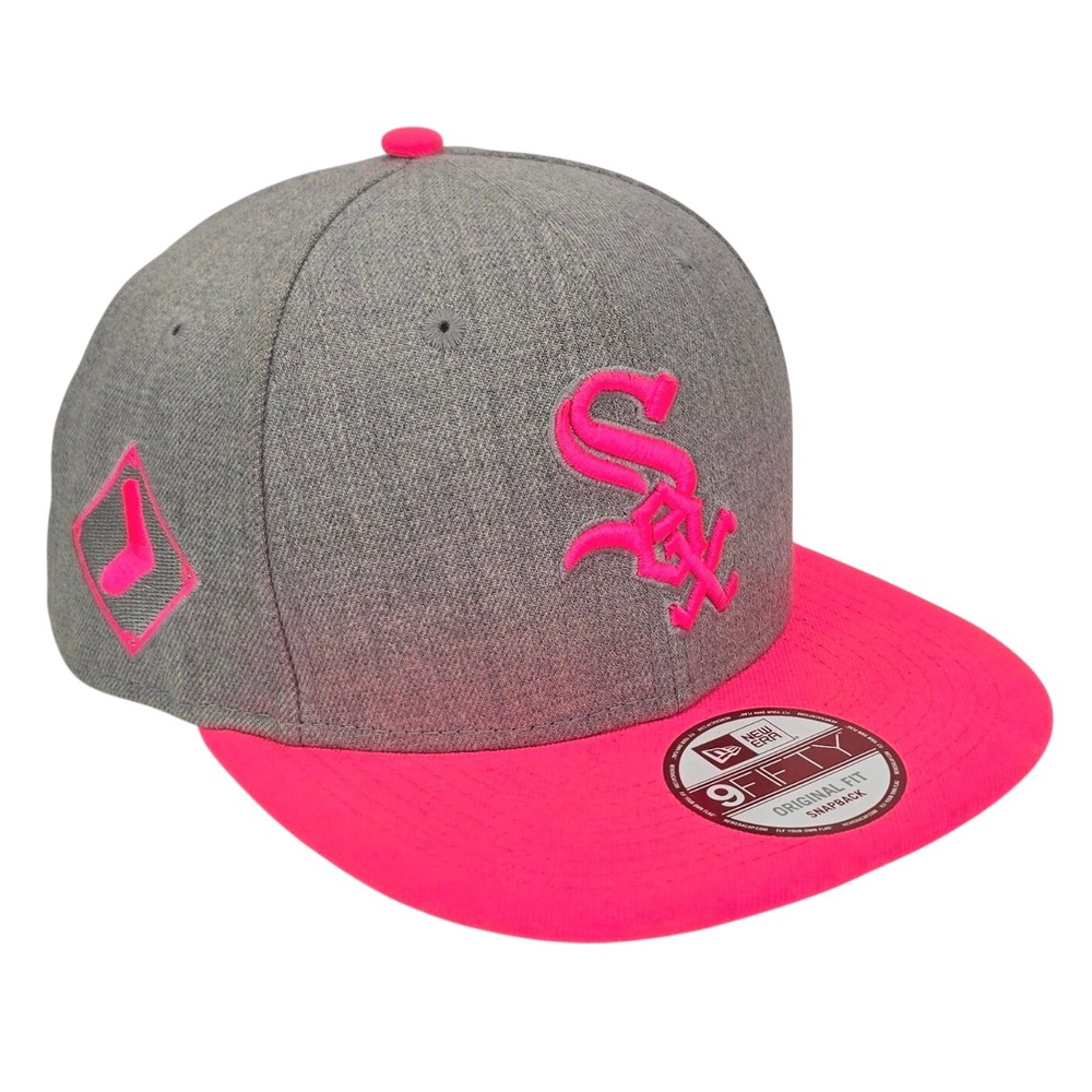 New Era 9FIFTY Chicago White Sox Snapback Hat OSFM Grey Neon Pink MLB Cap